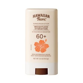 Hawaiian Tropic Barra de Protector Solar Hidratación Sin Peso SPF 60+ | Protector Solar de Tamaño de Viaje para Rostro y Cuerpo, Mini Bloqueador Solar en Barra, Esenciales de Playa, Libre de Aceite