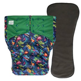 Adult Pocket Cloth Diaper 2.0: Incontinence Protection Briefs with Insert for Special Needs Teens, Men and Women (Medium, Dragon)