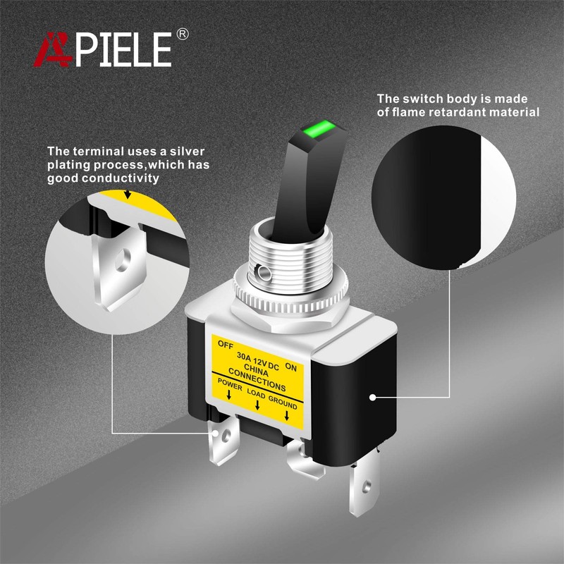 APIELE 30A Heavy Duty Toggle Rocker Switch ON Off 12V