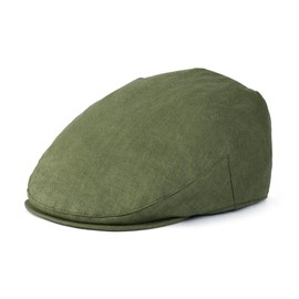 BOTVELA Men Linen Flat Ivy Breathable Summer Newsboy Hat (7 1/8-7 1/4, Plain Green)