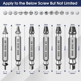 Sliver Damaged Screw Extractor Kit and Stripped Screw Extractor Set Easily and Quickly Remove Common Sizes of Damaged, Broken or Stripped Screws – Set of 6 Pcs HSS 4341 Material (Sliver)