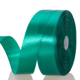 YASEO 1 Inch Teal Solid Satin Ribbon, 50 Yards Craft Fabric Ribbon for Gift Wrapping Floral Bouquets Wedding Party Decoration