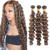 P4613 Bundle Highlight Deep Wave Human Hair Bundles 613 Ombre