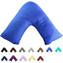 Gyulin 100% Cotton 300 Thread Count Soild Envelope Style V Shaped/Tri/Boomerang Standard Pillow Case Cushion Cover Only Cover No Insert (Royal Blue)
