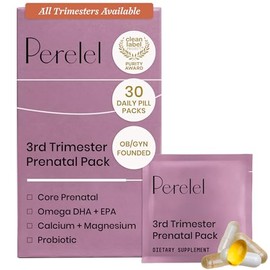 Perelel 3rd Trimester Prenatal Pack, Multivitamin with Magnesium, Omega 3, Probiotics & Calcium, Nutritional Support for Third Trimester Wellness, Soy