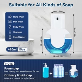Automatic Soap Dispenser Touchless,Rechargeable Foaming Soap Dispenser,15oz/420ml Smart Hand Soap Dispensers,4-Level Adjustable,Wall Mount for Bathroom Kitchen Dish Soap,Hands-Free