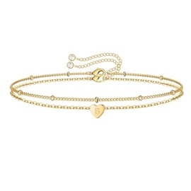 Gold Initial B Bracelets for Women Girls Dainty Layered Letter Bracelet