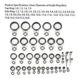 equlup Fishing Rod Guide Ring, 37 Pieces Fishing Rod Guide Top Tip Ring Telescopic Casting Fishing Rod Repair Kit, Fishing Rod Parts Replacement