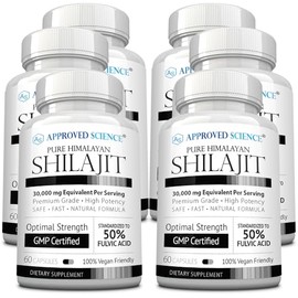 Approved Science Pure Himalayan Shilajit - 50% Fulvic Acid - 30:1 Extract (Equivalent to 30,000mg) - 360 Vegan Capsules - High-Potency Supplement