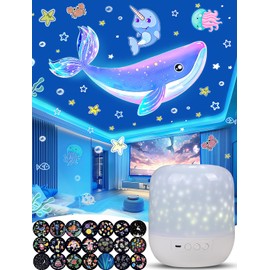 21 Sets of Films + Projector Night Light for Kids, Kids Night Light Projector for Bedroom, Ceiling, Star Galaxy Projector with 360° Rotation for Baby Girls, Birthday, Christmas, Nursery, Room Decor
