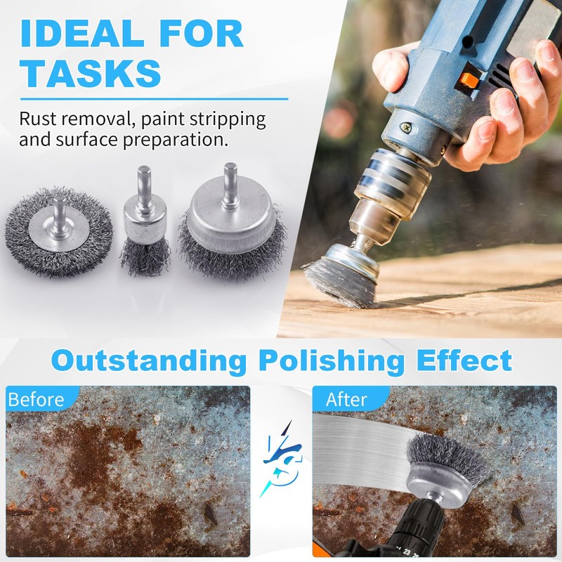 Rocaris 28 Pack Wire Wheel Brush, Carbon Steel & Twist