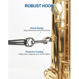 SGPRO Saxophone Neck Strap with Adjustable Length, Ergonomic Soft Pads & Design - Robust Soprano, Tenor, Alto Saxophone Strap with Metal Adjuster & Swivel Hook, Perfect Saxophone Accessories Gift