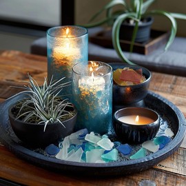 HappyFiller 40 OZ Tumbled Sea Glass Frosted Seaglass for DIY Crafts,Beach Party Wedding Decor,Vase Fillers Aquarium Decoration,Nautical Theme Picture Frame Arts,White,Navy,Deep Blue Mix