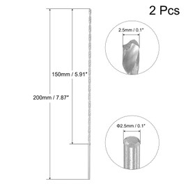 sourcing map 2 pieces HSS twist drills (high speed steel) extra long twist drill bits 2.5 mm drilling diameter 200 mm length