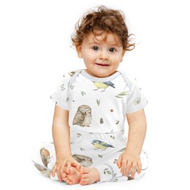 vvfelixl Baby Clothes Owl Sparrow Robin Birds Layette Sets Unisex Short Sleeve Baby Pants 0-3 Months White