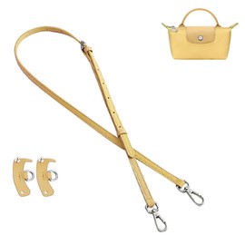jiesinlov Leather Purse Straps Conversion Kit Replacement Crossbody Adjustable Shoulder Strap for Longchamp Le PLIAGE Mini Pouch (Light Yellow)