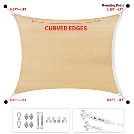 SHADESPEARE Custom Size 15' x 20' Black Rectangle Sun Shade Sail SSP1620 Canopy Durable Fabric UV Block Awning, We Make Custom Sizes