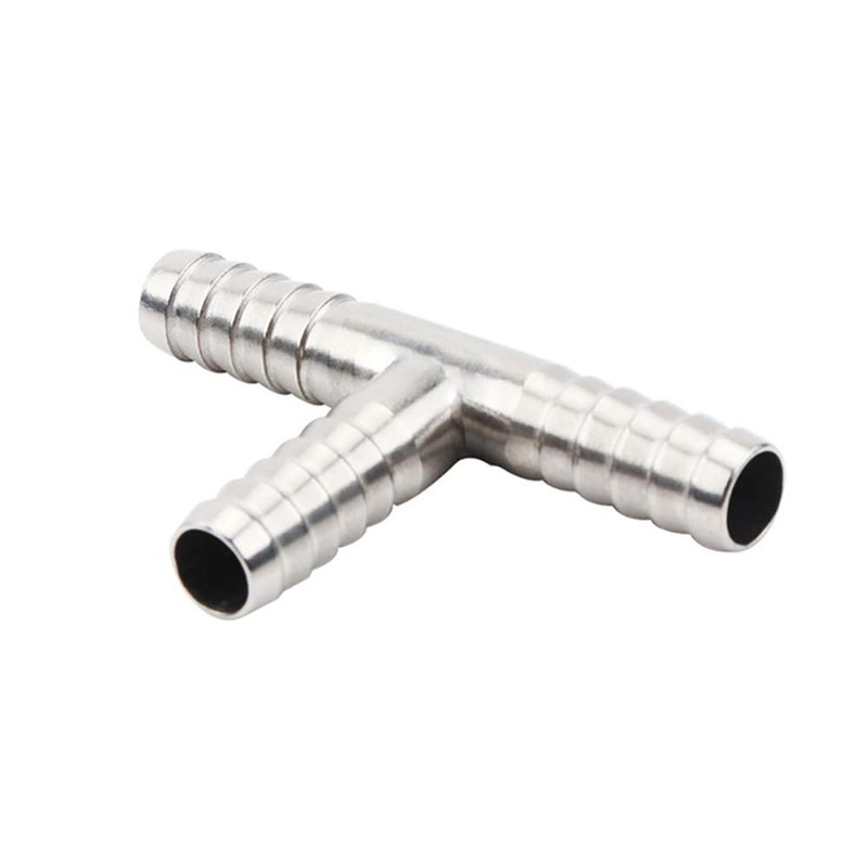 Beduan Stainless Steel 1/4" Hose Barb, 3 Way Tee T
