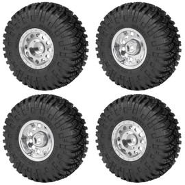 RCLIONS 1.3" Aluminium RC Beadlock Wheels and Tires Set for TRX4M SCX24 1/18th 1/24th RC Crawler Car Upgrade Parts (B style)