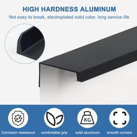 Black Kitchen Concealed Handles 6Pcs 80mm Dirt Resistant with Mounting Screws Screwdriver for Drawer Cabinet Cupboard Aluminum Alloy Invisible Radian Finger Edge Pull for Living Room Bathroom Wardrobe