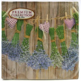 Premium Collection by Jean Pack of 20 Napkins Summer Flowers Lavender Flowers 33 cm x 33 cm