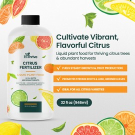 32oz Citrus Fertilizer - Makes 32 Gallons of 2-in-1 Citrus Tree Fertilizer for Lemon Trees Live Plants & More, 4-3-6 NPK Tree Food with Macronutrients + Micronutrients for Growth and Juicy Fruits