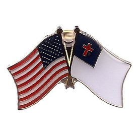 AES USA American & Christian Christ Cross Flag Bike Hat Cap Lapel Pin