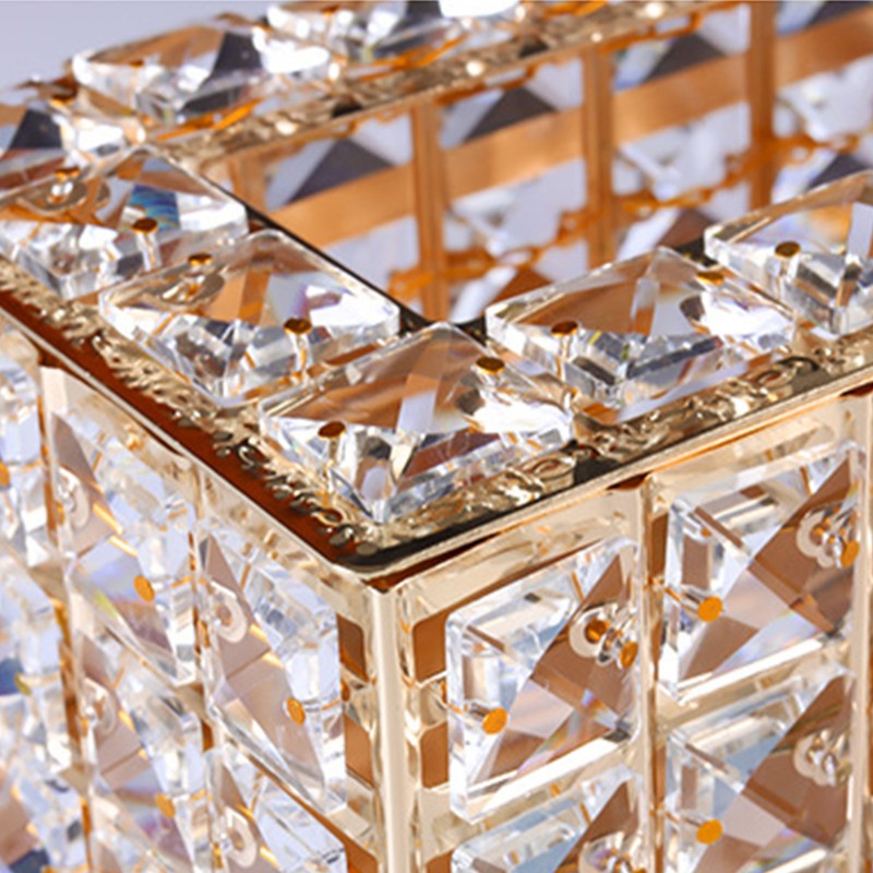 Tissue Dispenser Light Luxury Napkin Storage Box Metal Crystal Glass