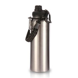 Volhoply 1200ml Insulated Water Bottles Paracord Handle, Stainless Steel Bottle with Spout Lid, Double Walled Metal Travel Water Thermos with Wide Mouth, Reusable Water jug for Adults (Silver,1 Set)