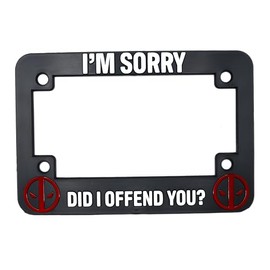 LP Frameworks Did I Offend You? for Deadpool 3D Raised Motorcycle License Plate Frame | 1 Pack Character License Plate Cover | Universal US License Plate Holder | Auto Accessories (Motorcycle)