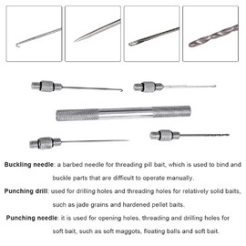 Baiting Needle 4 in 1 Carp Fishing Combo Set Stainless Baiting Tools Aluminum Alloy Baiting Needles Fish Drill Tackle Baiting Rig Tool Needle for Boilies Worms Bait
