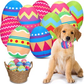 Glimin 10 Pcs Easter Dog Toys Bulk Easter Egg Plush Dog Toy with Squeaker Easter Eggs Squeaky Toys for Dogs Cute Easter Toys for Large Medium Small Dogs Puppy Interactive Durable Dog Chew Toys