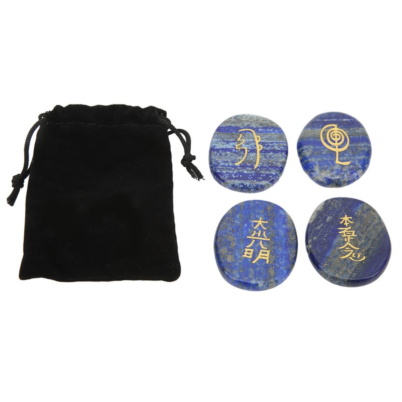 4Pcs Reiki Symbols Stones Smoother Surfaces Engraved Reiki Stones for