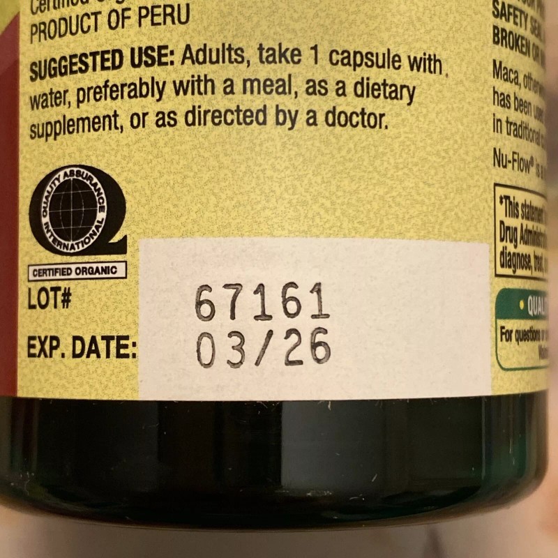 Spring Valley Maca 500mg-Made With Organic Maca Powder-90 Capsules. Exp.