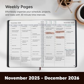 2026 Planner Weekly and Monthly – Hourly Appointment Book 2026 – Softcover, Twin-Wire Binding – Teacher Planner, Simple Design for Productivity – 8.5 x 11
