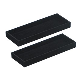 2Pcs Desk Drawer Storage Tray, Nightstand Organizer Tray, Necklace Bracelet Ring Earring Jewelry Display Tray, Grid Table Organizer Holder Tray for Sunglass, Phone, Watch, Perfume (1 grid)/Black