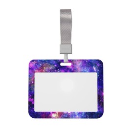 Galaxy Constellation Badge Holder Horizontal Detachable Neck Lanyardbadge Holder for Men Women Waterproof Id Card Name Protector Cover with Lanyard Strap for Offices School Driver Licence
