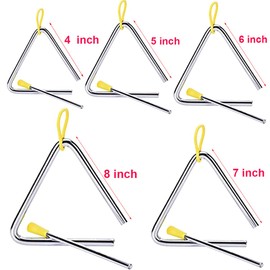 5 Pack Musical Triangle Instrument Set 4 5 6 7 8 inch - Buytra Music Triangle with Striker for Kids Children