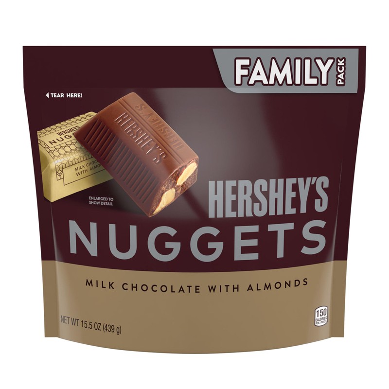 HERSHEY'S NUGGETS Milk Chocolate with Almonds Candy Family Pack, 15.5