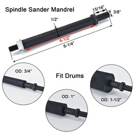scottchen PRO Spindle Sander Adaptor 4-1/2" x 1/2" with Rubber Sanding Drum Kit OD 3/4", 1", 1-1/2" and Sandpaper Sleeves Grit# 80,120 - S/10