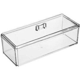 Organizador de accesorios para el cabello de acrílico transparente para niñas, corbata, diadema, lazos y soporte de clip con tapa, sin compartimentos de almacenamiento con tapa
