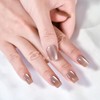 30 piezas de uñas postizas de color marrón ombré brillante,