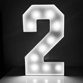 FAYLISVOW 2.4FT/28.74in Marquee Light up Numbers Marquee Number 2 with White Lights for Birthday Party Large Mosaic Frame Letter Cardboard Pre-Cut Giant Cut-Out Thick Foam Board Sign DIY Decorations