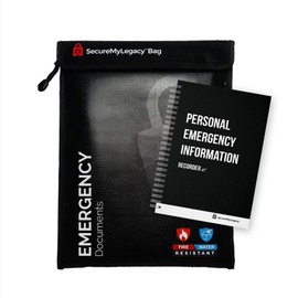 Secure My Legacy Fireproof Bag with Personal Emergency Information Recorder - Record, Organize, Centralize and Protect Family Emergency Information