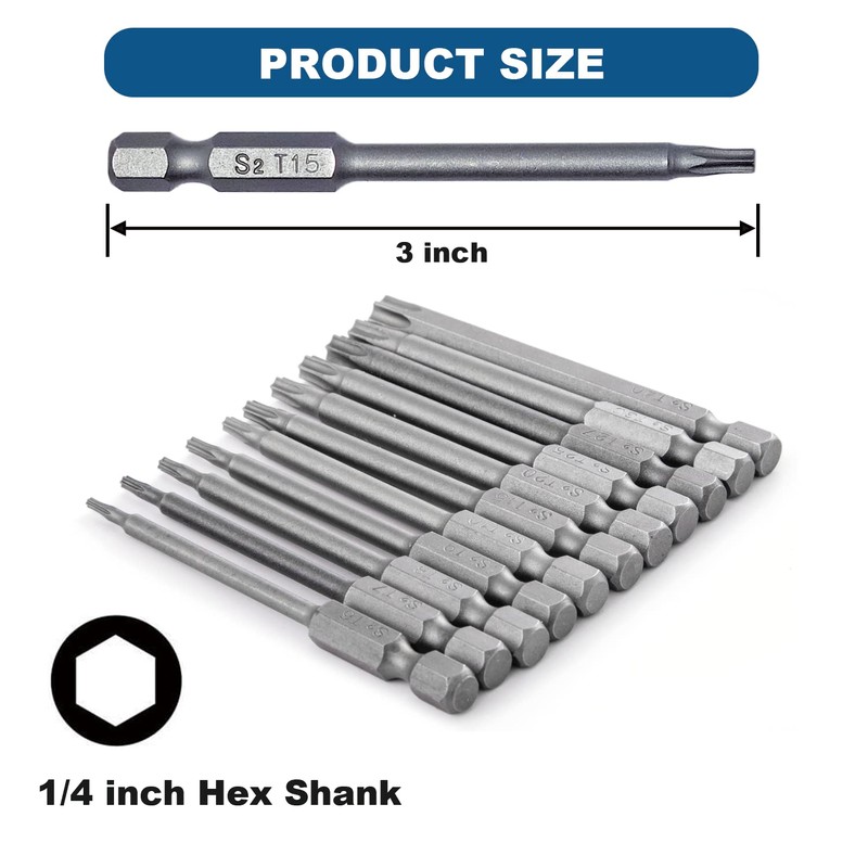 VESTTIO Security Torx Screwdriver Bit Set 11PCS 1/4 Inch Hex