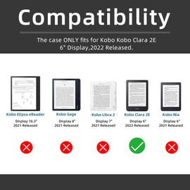 Case for 6” Kobo Clara 2E Only - Ultra Slim PU Leather Smart Cover with Auto Sleep and Wake, Premium Protective Case with Hand Strap for Kobo Clara 2E (Pink)