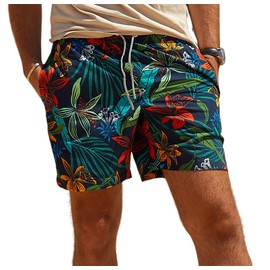 maamgic Mens 7 Inch Quick Dry Printed Short Swim Trunks with Mesh Lining Swimwear Bathing Suits Vintage Flower Small