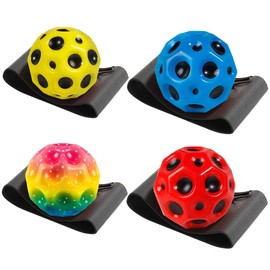 DGTSYAL Pack of 4 Moon Ball, Spaceball, Outdoor Toy, Ball with String, Outdoor Games Bouncy Spaceballs for Children, Interactive Toy for Stress Relief