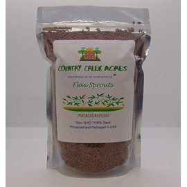 Flax Seed, Sprouting Seeds, Microgreen, Sprouting, 16 OZ, Non GMO - Country Creek Acres Brand - High Sprout Germination- Juicing, Gardening, Hydroponics, Growing Salad Sprouts