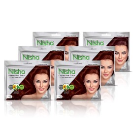 Nisha Cream Hair Color Rich Bright Long Lasting Hair Colouring For Ultra Soft Deep Shine 100% Grey Coverage Conditioning With Natural Herbs Copper Red (Pack of 6)